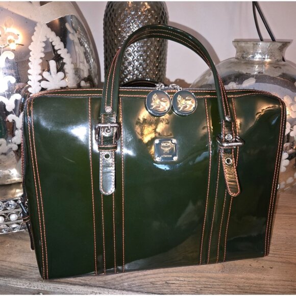 EUC Authentic RARE MCM Vintage Patent Leather Business Bag - Picture 2 of 11